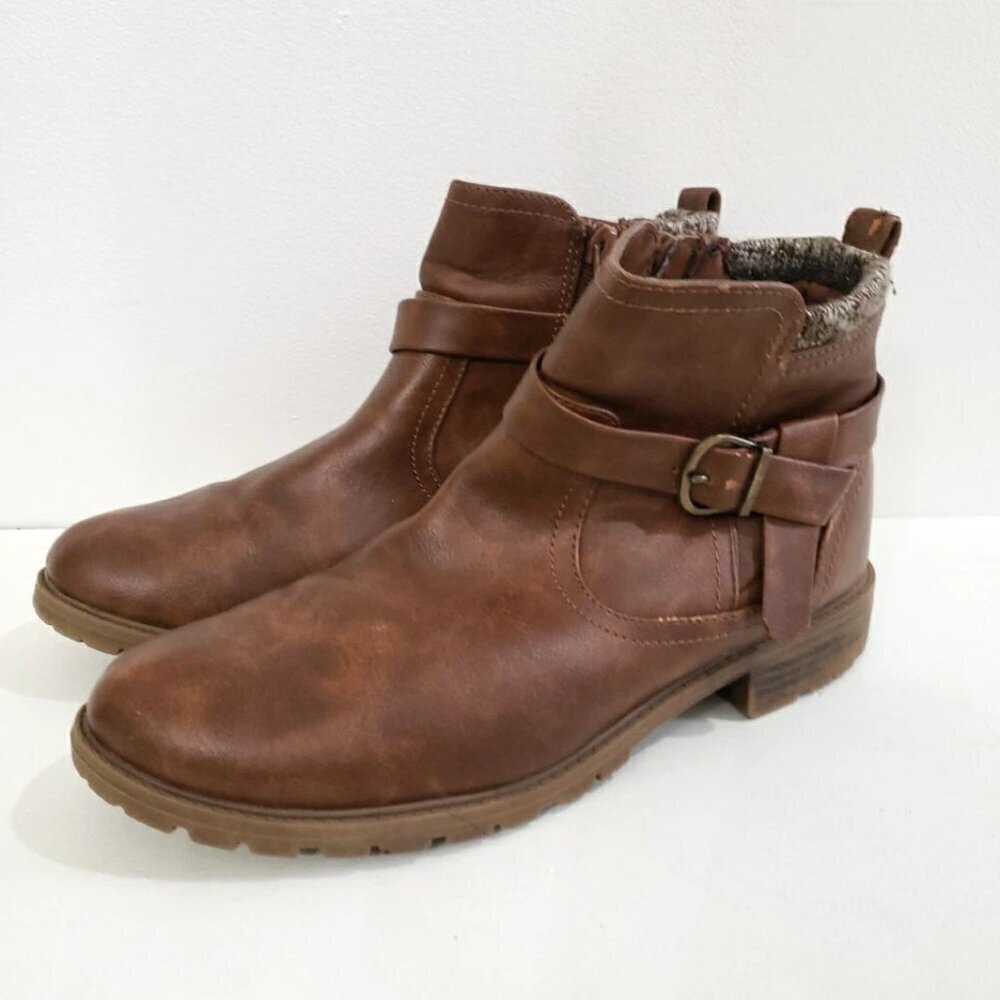 Wonder Nation Brown Sweater Knit Ankle Boots Girls Sz 6 - Picture 3 of 7